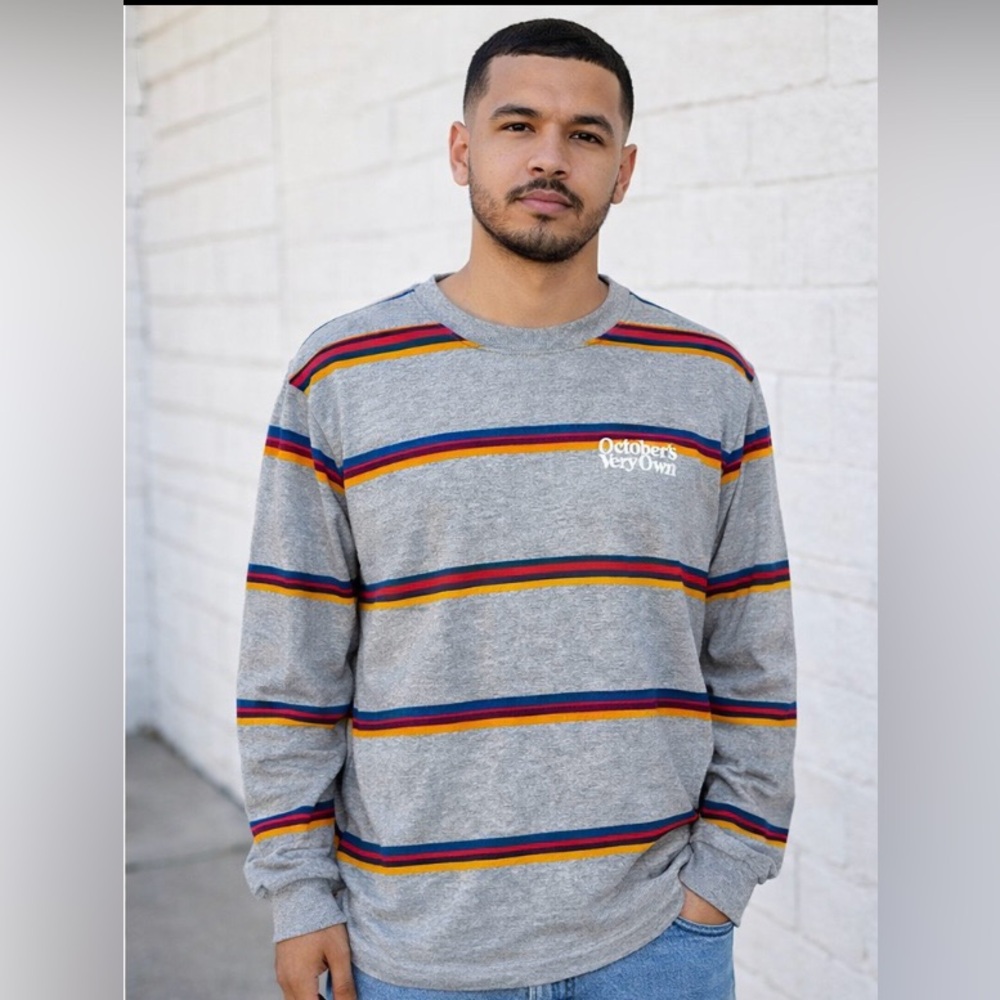 OVO Gray Long Sleeve with Multicolor Stripes